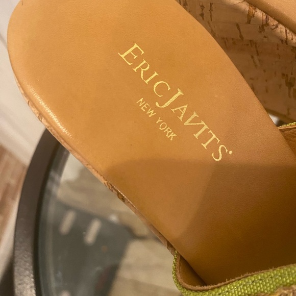 Eric Javits Womens Lime Green Cork Sole Wedge Sandals - Picture 7 of 8